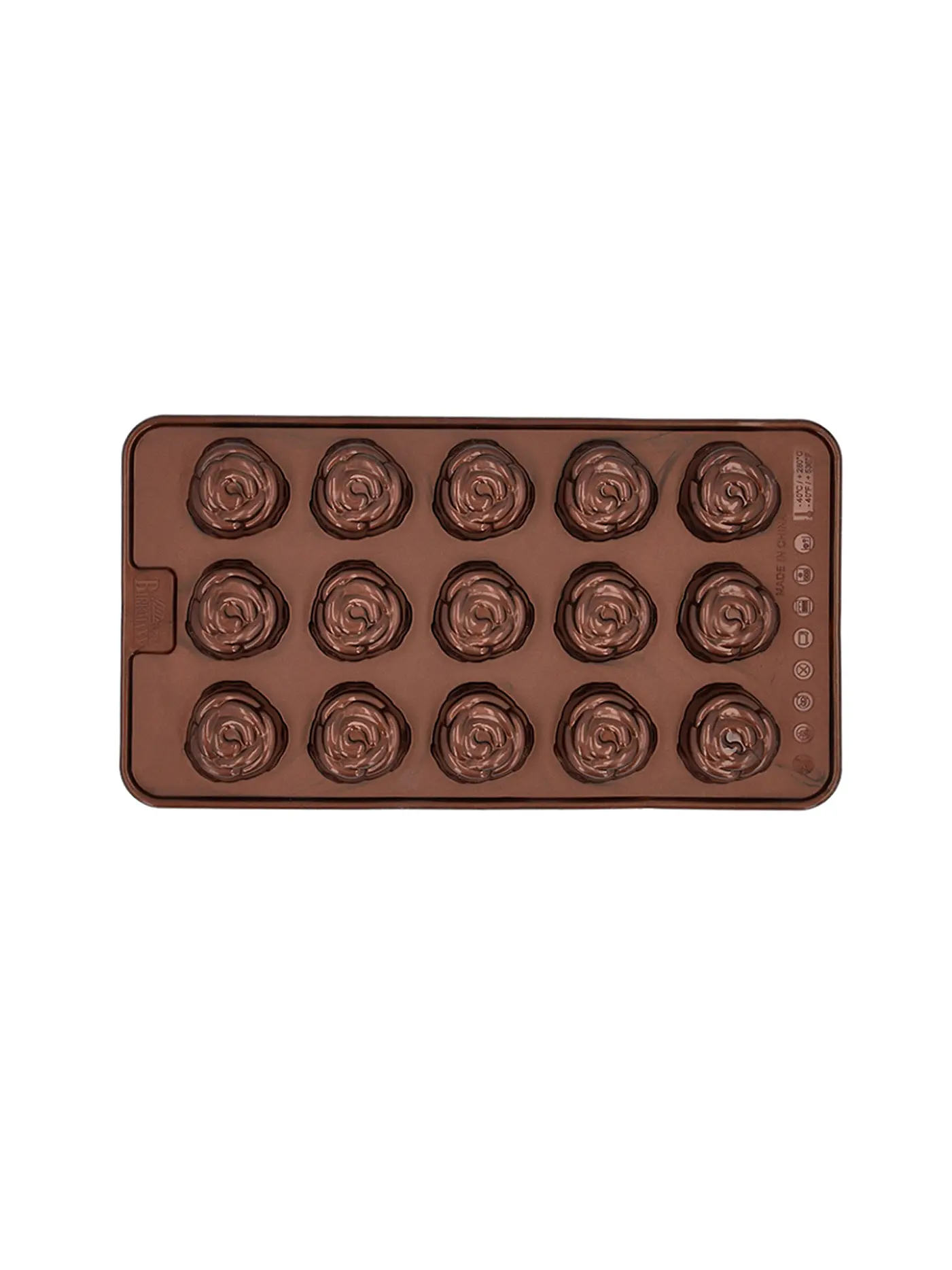 RBV BIRKMANN | Pralinenform ROSE CHOCOLATERIE 2tlg. Silikon Braun | 
